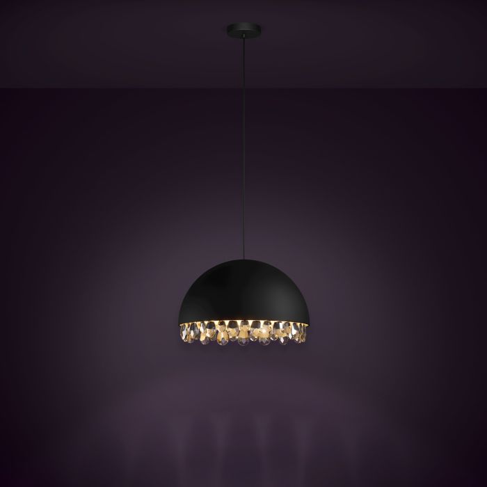 Eglo Gaetano 2 Μοντέρνο Κρεμαστό Φωτιστικό Μονόφωτο με Κρύσταλλα και Ντουί E27 σε Μαύρο Χρώμα 39949